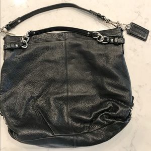 Coach black pebbled leather hobo handbag